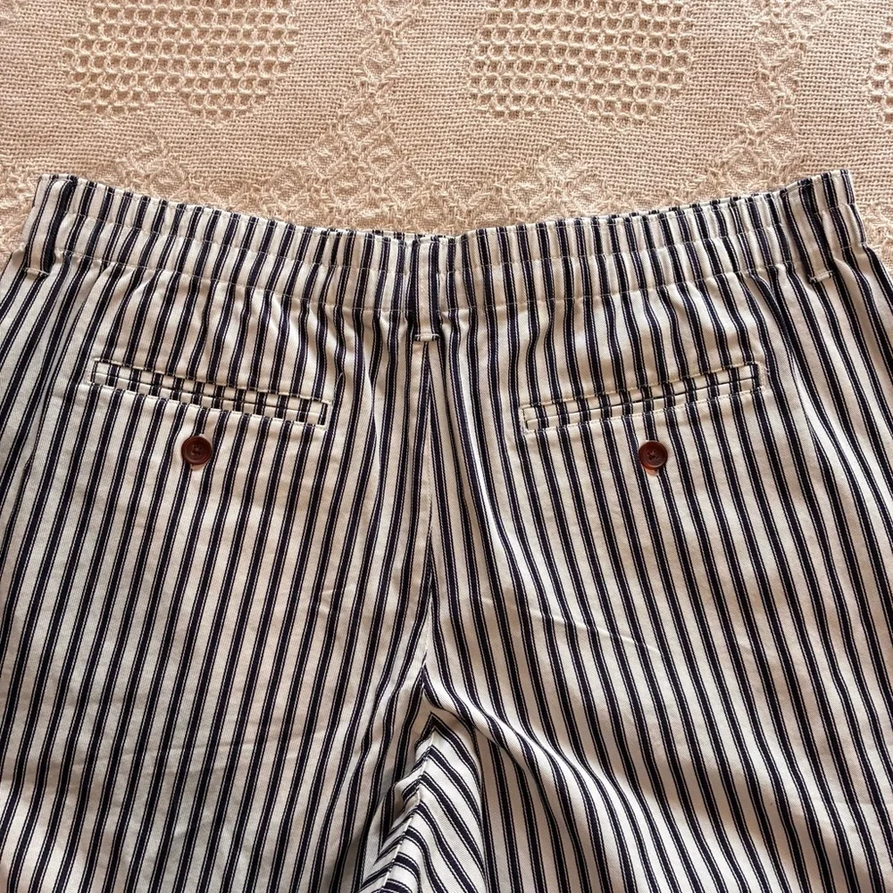 Lands’ End Shorts Blue & White Ticking Striped Bermuda Women’s Sz 14P